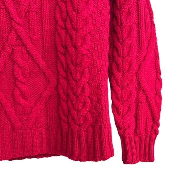 Aran Crafts Ireland 100% Merino Wool Cable Knit Turtleneck Sweater Pink Sz.Small - Picture 9 of 14